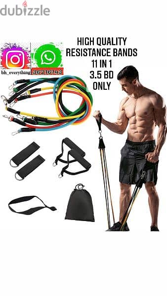 (36216143)  11 Pcs/Set Fitness Latex Resistance bands set fitness