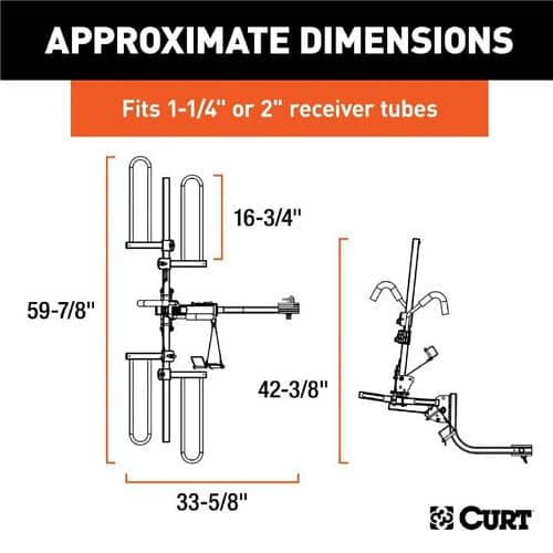 Curt Tray-Style Hitch-Mounted Bike Rack 2 Bikes 1-1/4" or 2" Shank 1