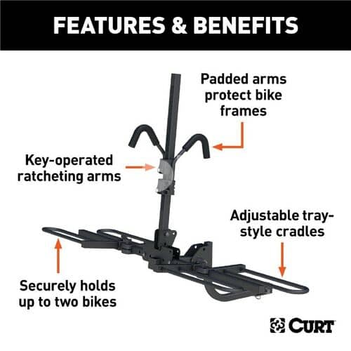 Curt Tray-Style Hitch-Mounted Bike Rack 2 Bikes 1-1/4" or 2" Shank 2