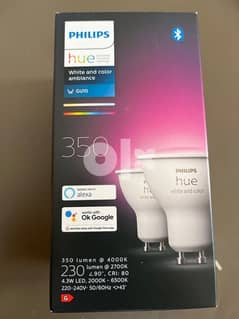2 x Philips hue Gu10 colour smart bulb 0
