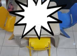 Three kids chairs with plastic table for sale 0