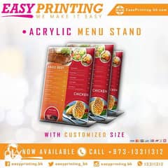 Acrylic Menu Stand with Printable Paper - With Free Delivery Service! 0