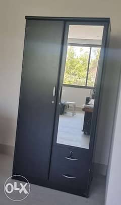 2 Door wardrobe with attached mirror 0
