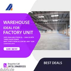 WAREHOUSE IDEAL FOR FACTORY  / WORKSHOP - 3PH Power - Call Us 39689555