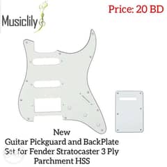 Parchment SSH 11 Hole Strat Guitar Pickguard and BackPlate Set 0