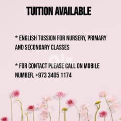 English Tussion for Nursery, Primary and Secondary Classes 0