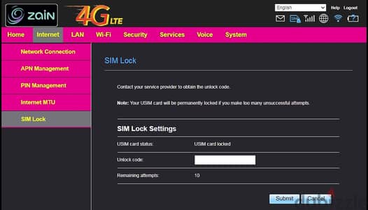 Zain 4G LTE Router unlocking service (Not for Sale)