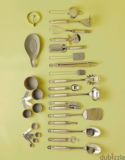 NEW - 27-Piece Stainless Steel Kitchen Tools Set Silver