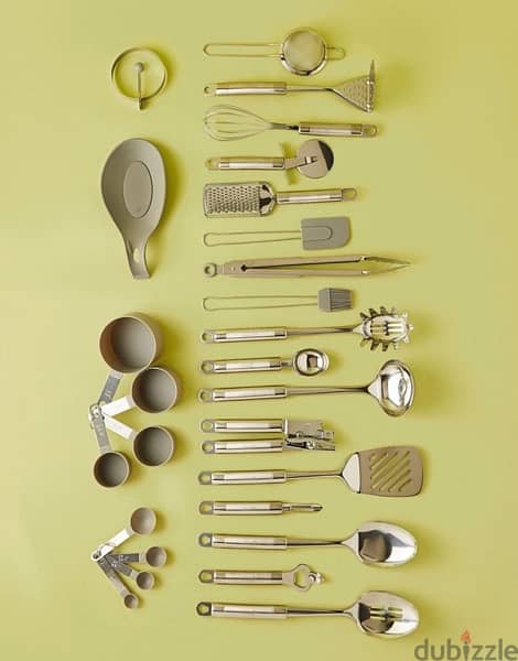 NEW - 27-Piece Stainless Steel Kitchen Tools Set Silver 0
