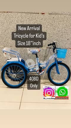 New arrival Tricycle for kids size 18” inch (40BD Only) 0