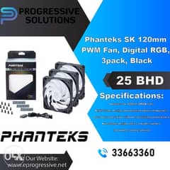 Phanteks SK 120mm PWM Fan, Digital RGB, 3pack, Black 0