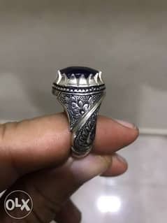 Heavy silver sapphire ring 0