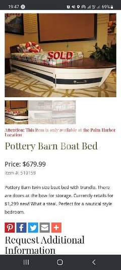 2 bed in one BOTTERY BARN BOAT BED strong wood 0