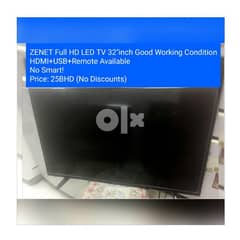 FULL HD LED 32"inch TV
Good Working Condition NO SMART 0