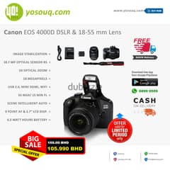 Brand New Canon EOS 4000D DSLR & 18-55 mm Lens for 105.99BHD