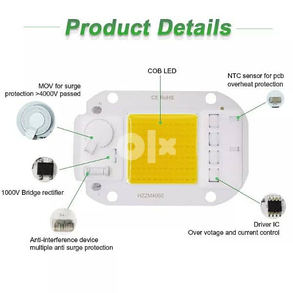 COB LED 50 Watts BD 1/- 4