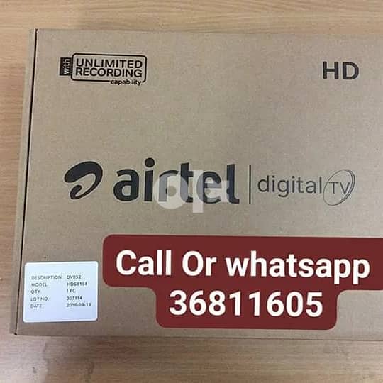 Good offer airtel brand new receiver with ine month programe 0