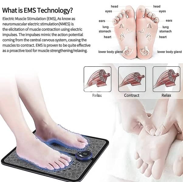 Foot Massager, Electric, Ems Intelligent For Relaxation, Portable 3