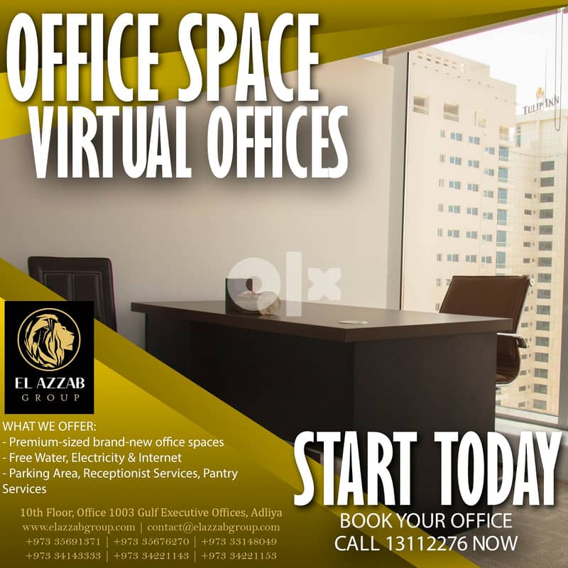 Call Now for office In The  seef Area Low prices  Monthly 0