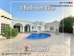 Charming Villa with Pool | near Saudi Causeway | 3 Bedrooms - Janabiya