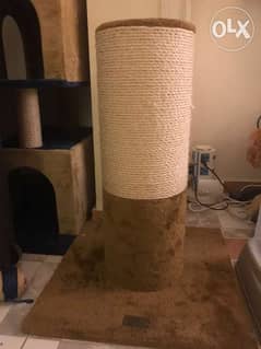 cat’s scratch post and dry food dispenser 0