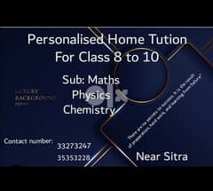 Special Tution. Class 8 to 10. Maths, Physics, Chemistry 0