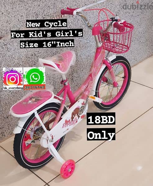 (36216143) New Cycle for Kid's Girl's size 16" with LED light on the 2
