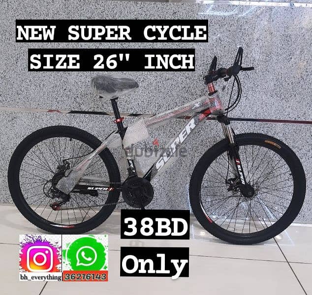 (36216143) New Super Cycle Size 26” INCH
*Steel Frame 
*Shimano Gear 0