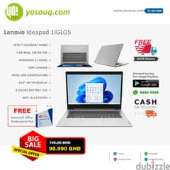 Brand New Lenovo Ideapad Laptop for 98.99BHD with Ms Office Pro