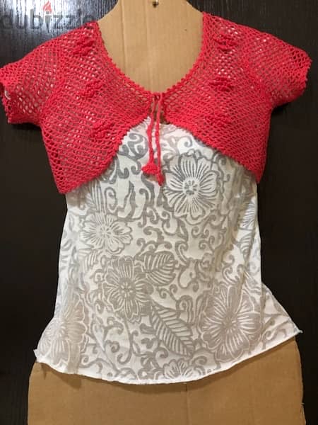 pretty bolero tops in pink red & green 3