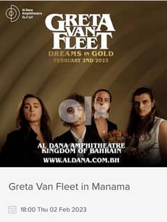 2 x Concert tickets to Greta Van Fleet 0