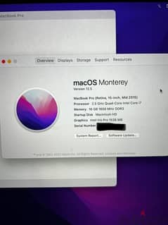 Macbook pro 15” i7 16gb memory 2.5GHz processor (2016)