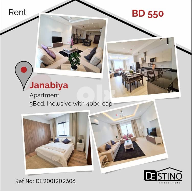 Flat for rent in Saar, Janabiya, Hidd, Mahooz, Juffair, Zinj and Seef 1