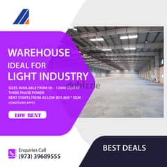 WAREHOUSE / WORKSHOP / LIGHT INDUSTRY SPACE AVAILABLE FOR RENT