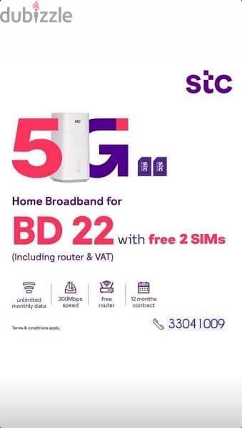 STC , Sim, Mifi or Router, Fiber, 5G Home, free delivery 7