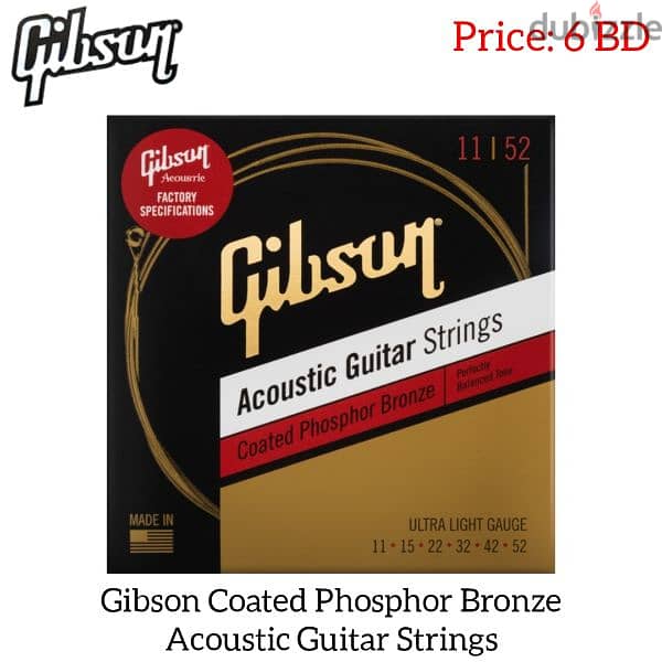 New Gibson Coated Phosphor Bronze Acoustic Guitar Strings 011-052 0