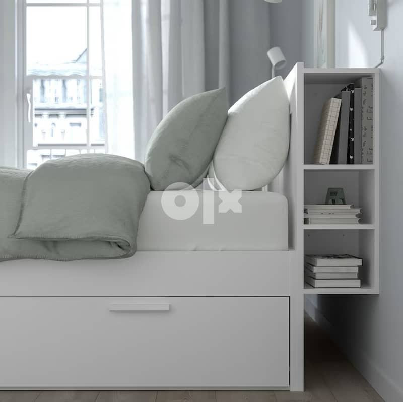 Bed + mattress, storage & head shelving unit 160x200 cm 1