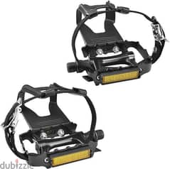 Bike Pedals With Clips And Straps, دواسات دراجة هوائية مع حزام تثبيت 0