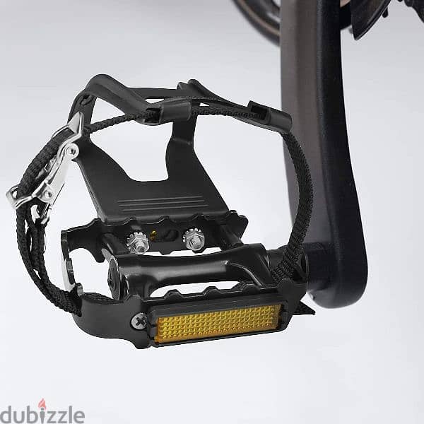 Bike Pedals With Clips And Straps, دواسات دراجة هوائية مع حزام تثبيت 1