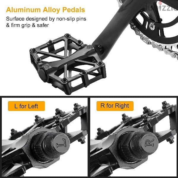 Bike Pedals With Clips And Straps, دواسات دراجة هوائية مع حزام تثبيت 4