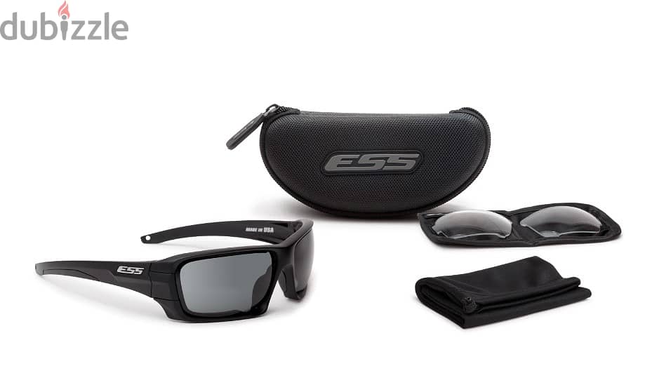 ESS Sunglasses Black Rollbar Silver Logo Kit w/Interchangeable Lenses 0