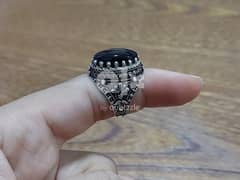 خاتم عقيق يماني كبدي والوان مختلفة Yemeni agate silver ring 0