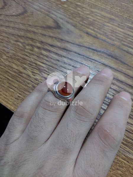 خاتم عقيق يماني كبدي والوان مختلفة Yemeni agate silver ring 9