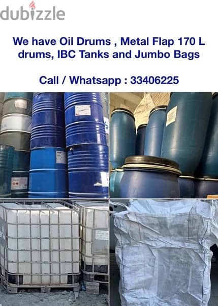 Plastic drums, Steel Drums , IBC Tanks , Jumbo bags available 1