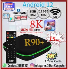 NEW 8K R90+5G Support Smart TV Box 8GB RAM/128GB Memory/All TV Channel -  Satellite TV receivers - 104830075