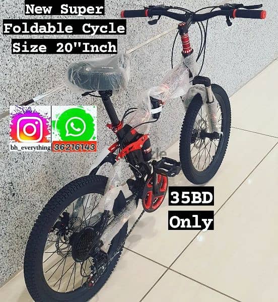 (36216143) New Super Foldable Cycle Size 20"Inch 
Steel Frame
Speed 21 3