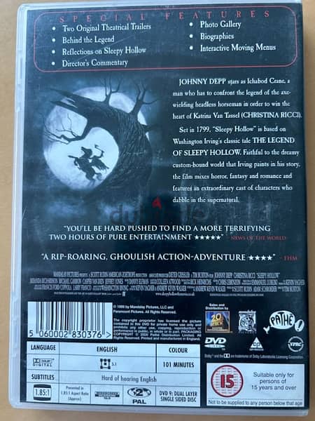 Sleepy Hollow DVD starring Johnny Depp 1