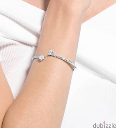 Swarovski Rhodium white heart bangle