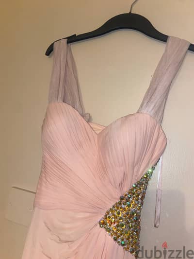 Peach long party dress with crystals - 18BD