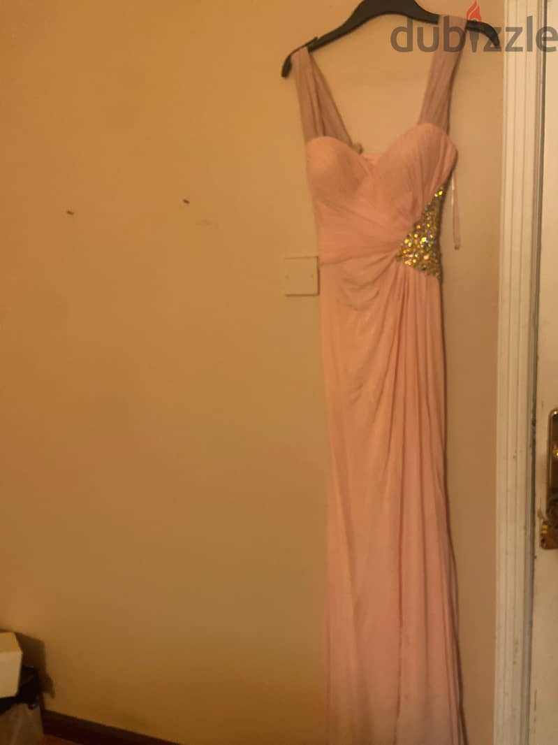 Peach long party dress with crystals - 18BD 1